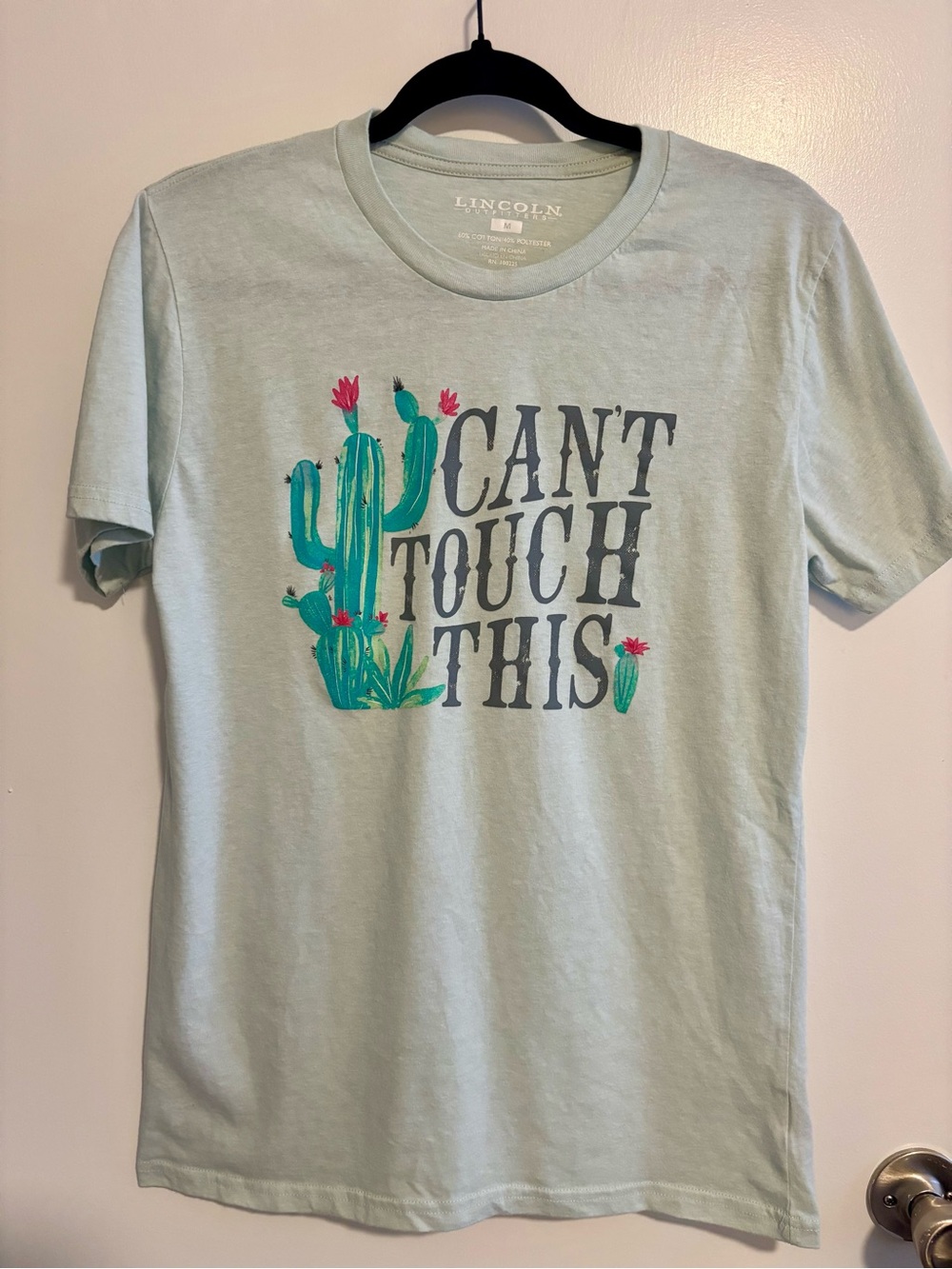 Lincoln Light Green Short Sleeve Cactus Graphic Tee - Can't Touch This
